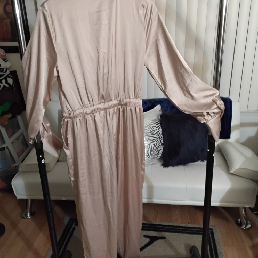 Fashion Nova Satin Jumpsuit in Champagne - Picture 2 of 3